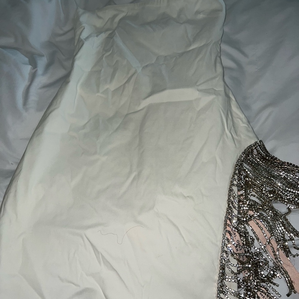 Elegant White and Silver Women's Dress
